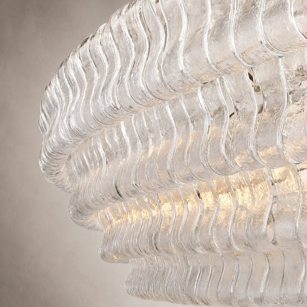 Modern Oval Chandelier Light Adjustable Hanging Steel Glass Fixture with 5 or 12 Bulb Options | ribuella