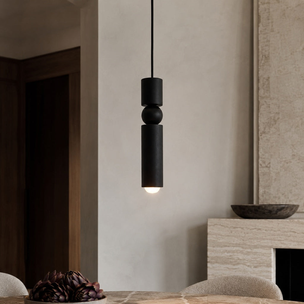 Moderní černé závěsné svítidlo s nastavitelným stmívatelným LED světlem a geometrickým kovovým designem | ribuella