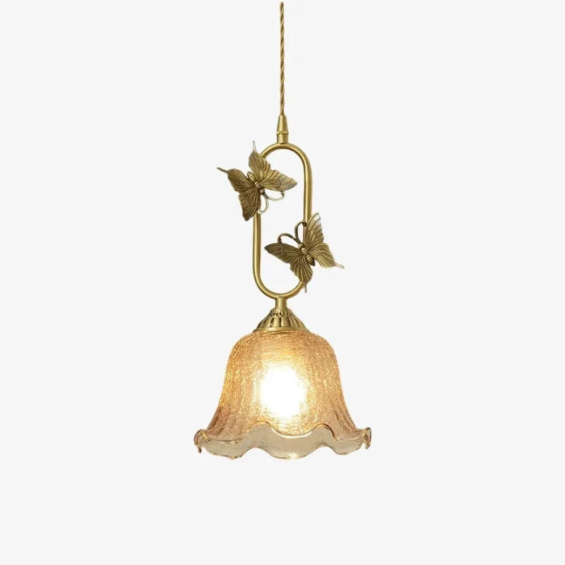 Vintage French Copper Butterfly Pendant Lamp