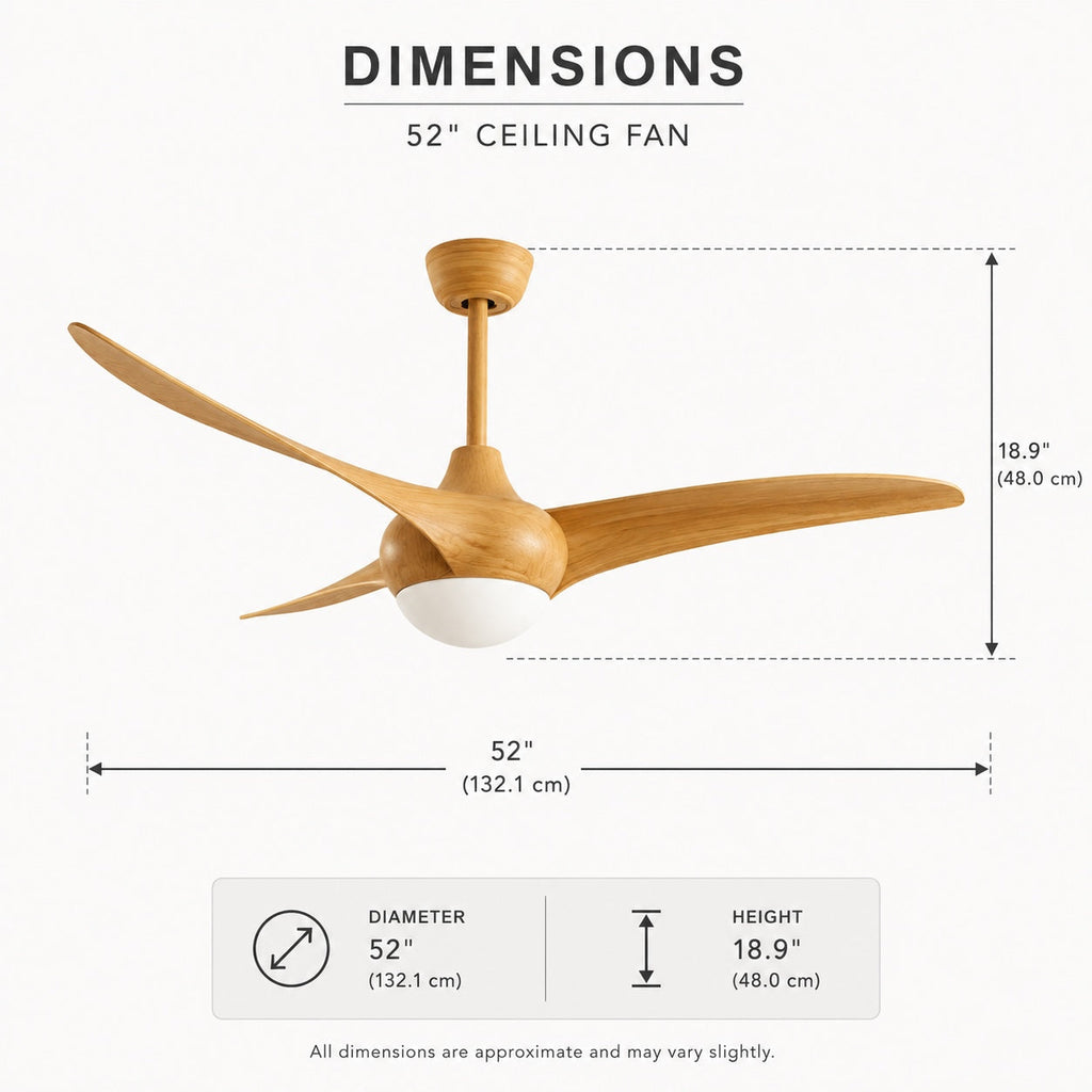 Contemporary 52 Inch Ceiling Fan with Lights Flush Mount Metal and Glass LED Dimmable DC Motor | ribuella