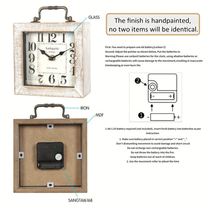 TimberNest - Charming Wooden Shelf Clock with Glass Shield | ribuella