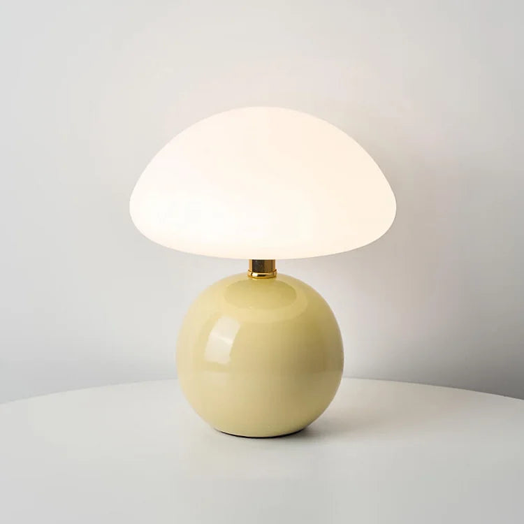 Retro krémová stolní lampa ve tvaru houby, noční světlo inspirované Bauhausem
