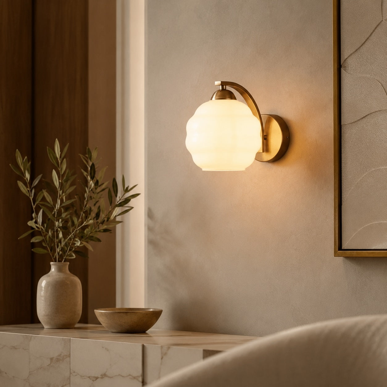 Modern Wall Light Adjustable Sconce Light Metal Glass E26/E27 Base Dimmable Warm Ambience | ribuella
