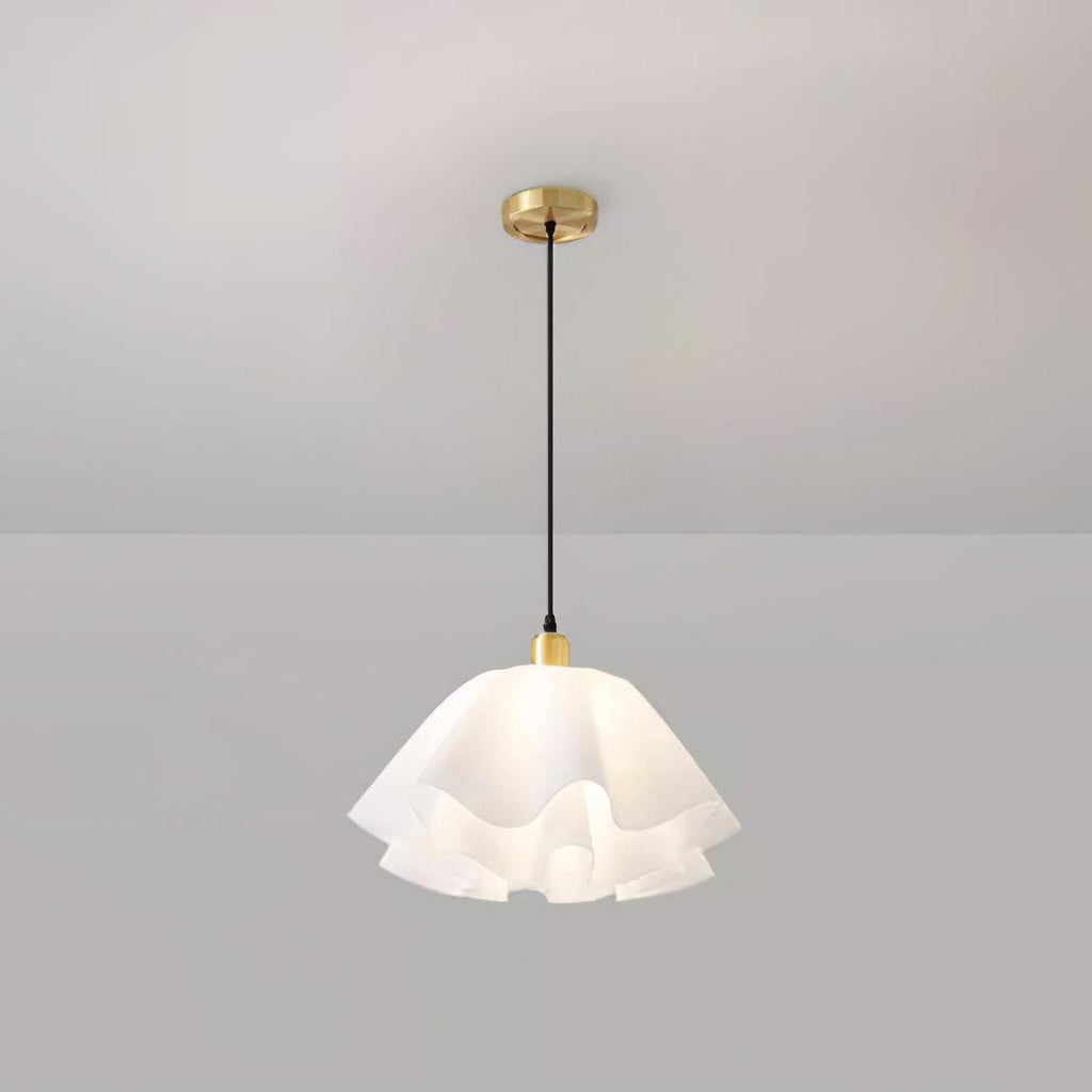 Gailon Pleated Pendant Lamp, Brass And White Finish, 30 Cm And 40 Cm Sizes