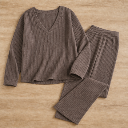 SeranaSilk Soft Ribbed Lounge Set | Embrace All-Day Luxury That Flatters Every Curve | ribuella
