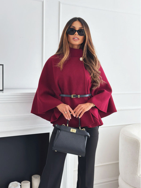 Poncho Col Montant Ceinturé