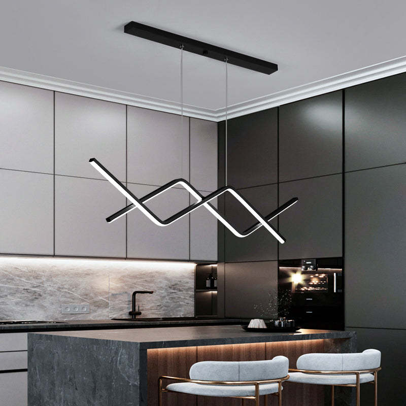 Suspension moderne Arisha en métal, double courbe, noir et or