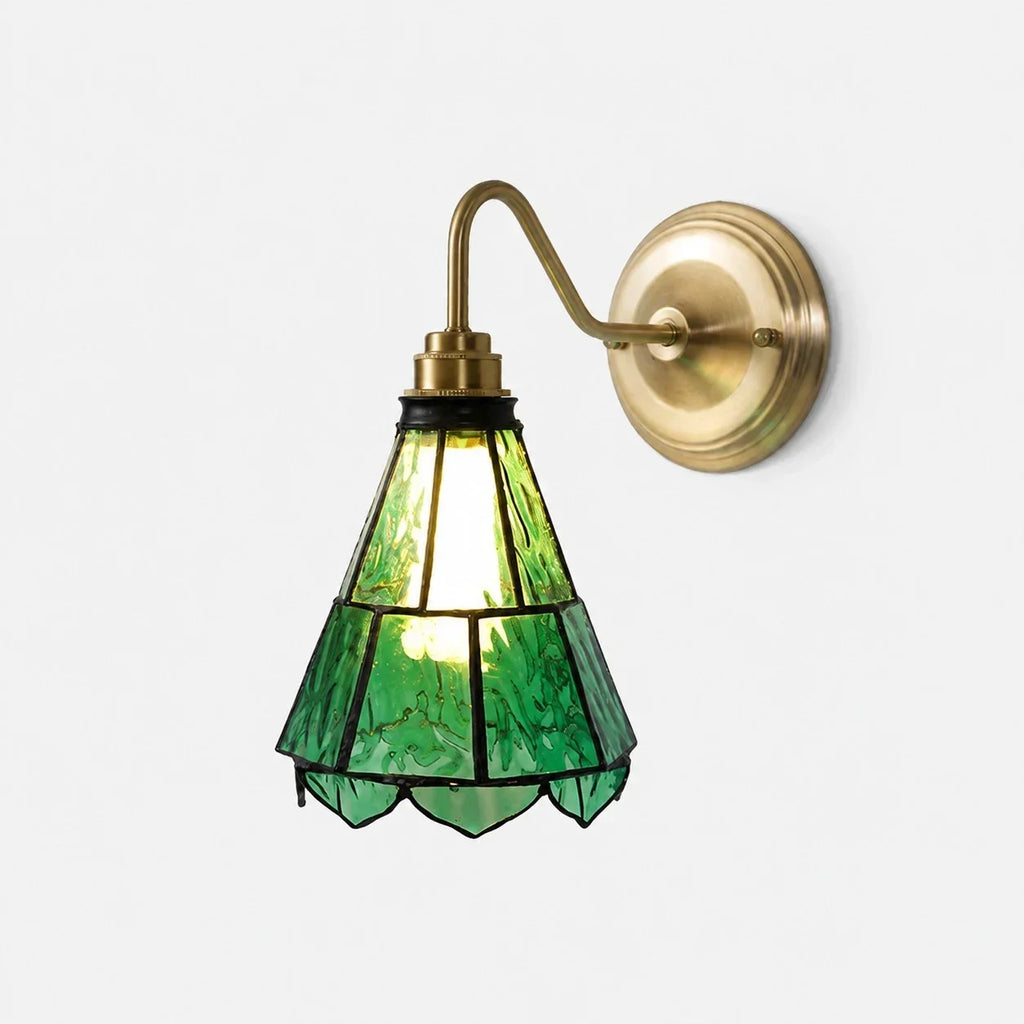 French Country Amber Rippled Glass Wall Fixture Finished In Warm Brass Hardware