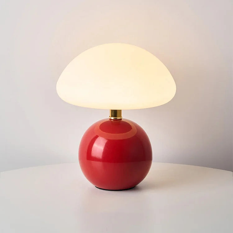 Retro krémová stolní lampa ve tvaru houby, noční světlo inspirované Bauhausem