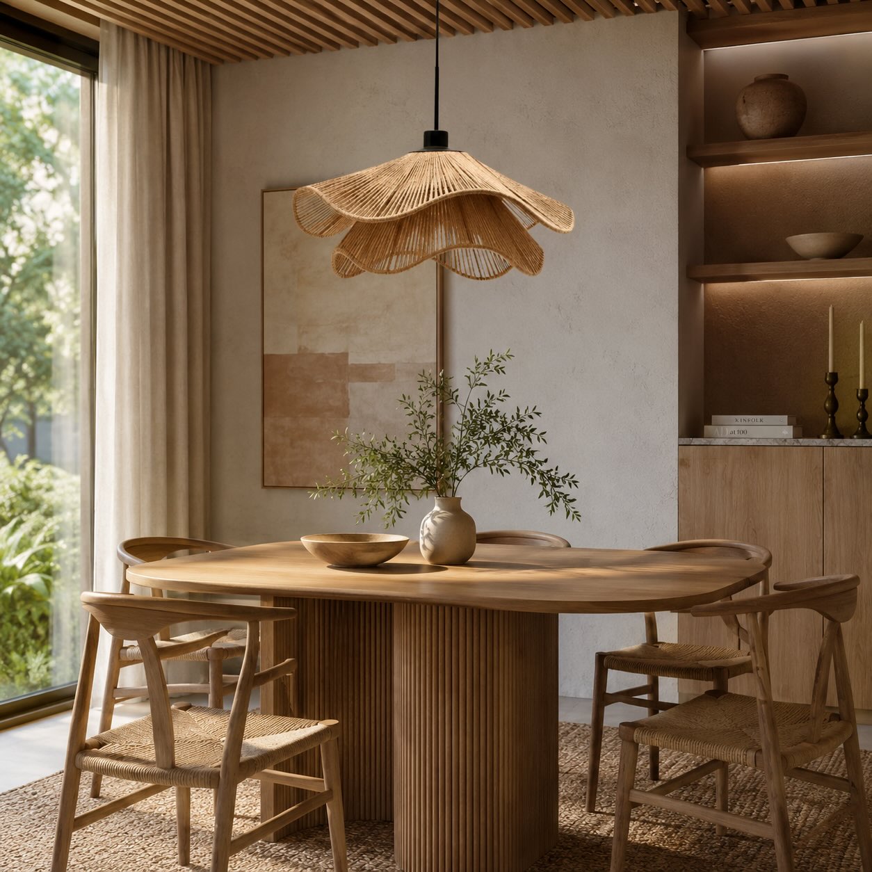 Boho Pendant Lamp Hanging Jute Light Natural Finish Adjustable Height For Kitchen Pendant Lighting | ribuella