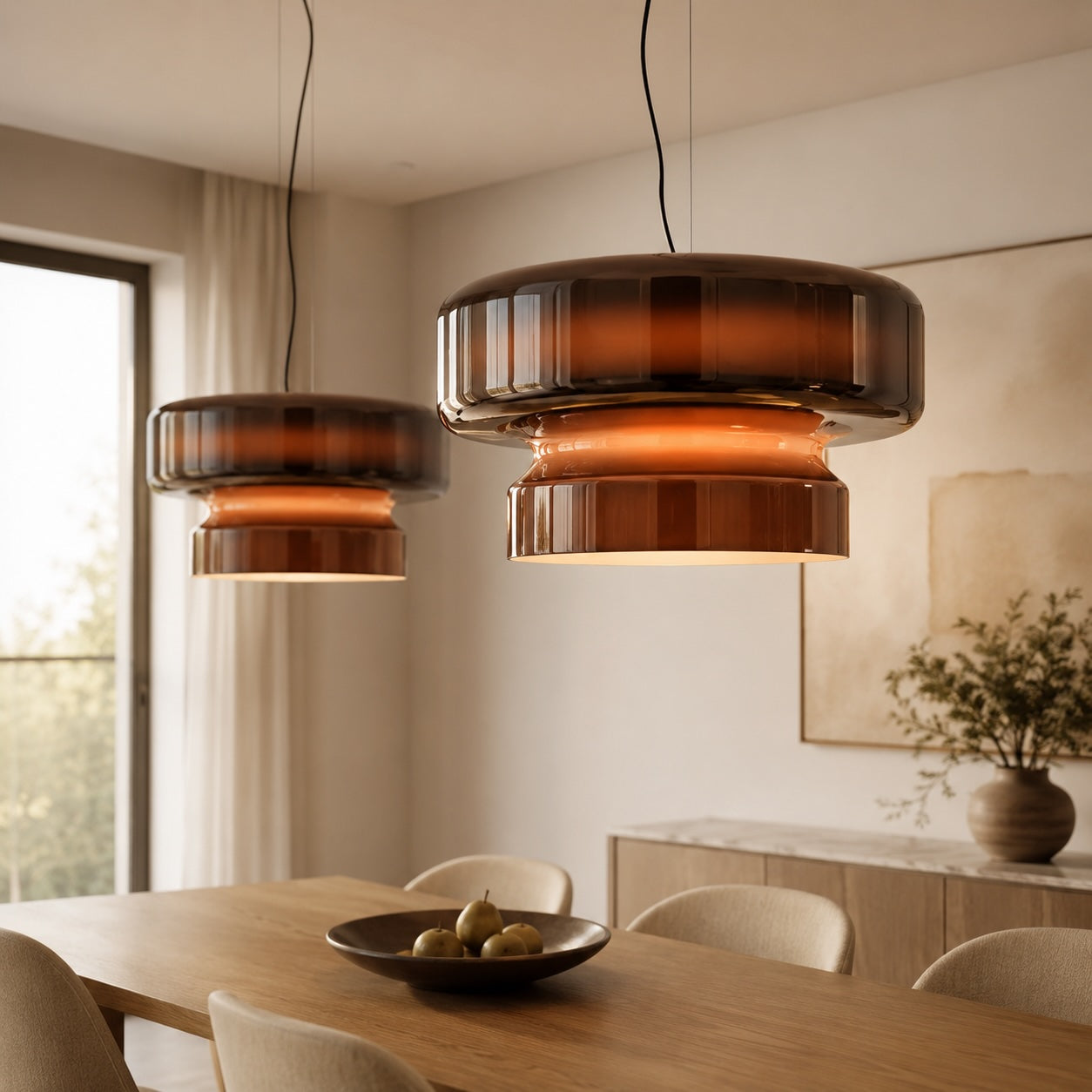 Modern Glass Pendant Lamp Adjustable Hanging Light LED Fixture for Kitchen and Dining | ribuella