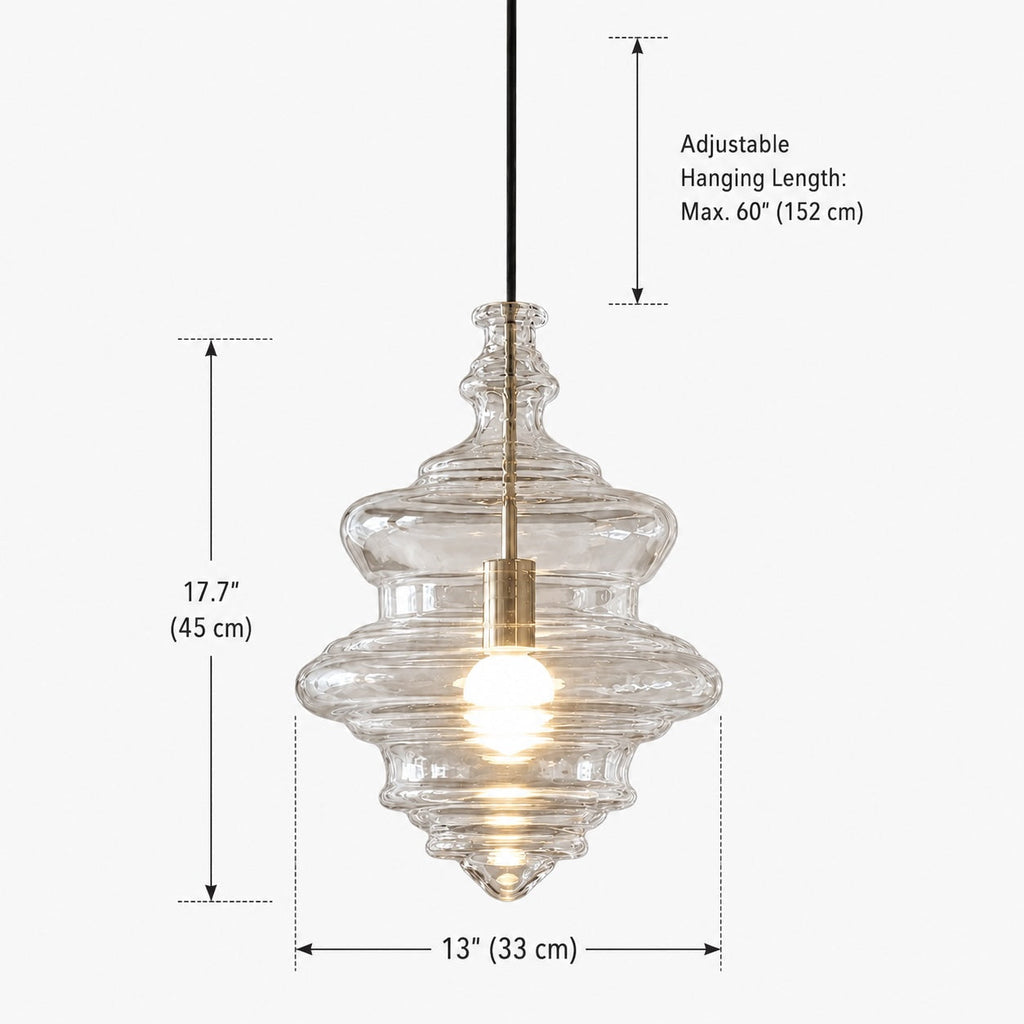 Suspension moderne en verre avec structure LED suspendue réglable pour l’éclairage de la cuisine | ribuella