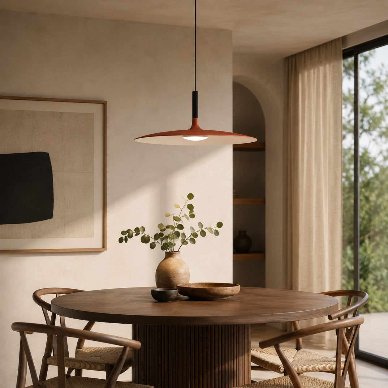 Modern Pendant Light Hanging Fixture in Concrete with Dimmable LED for Kitchen Island Lighting | ribuella