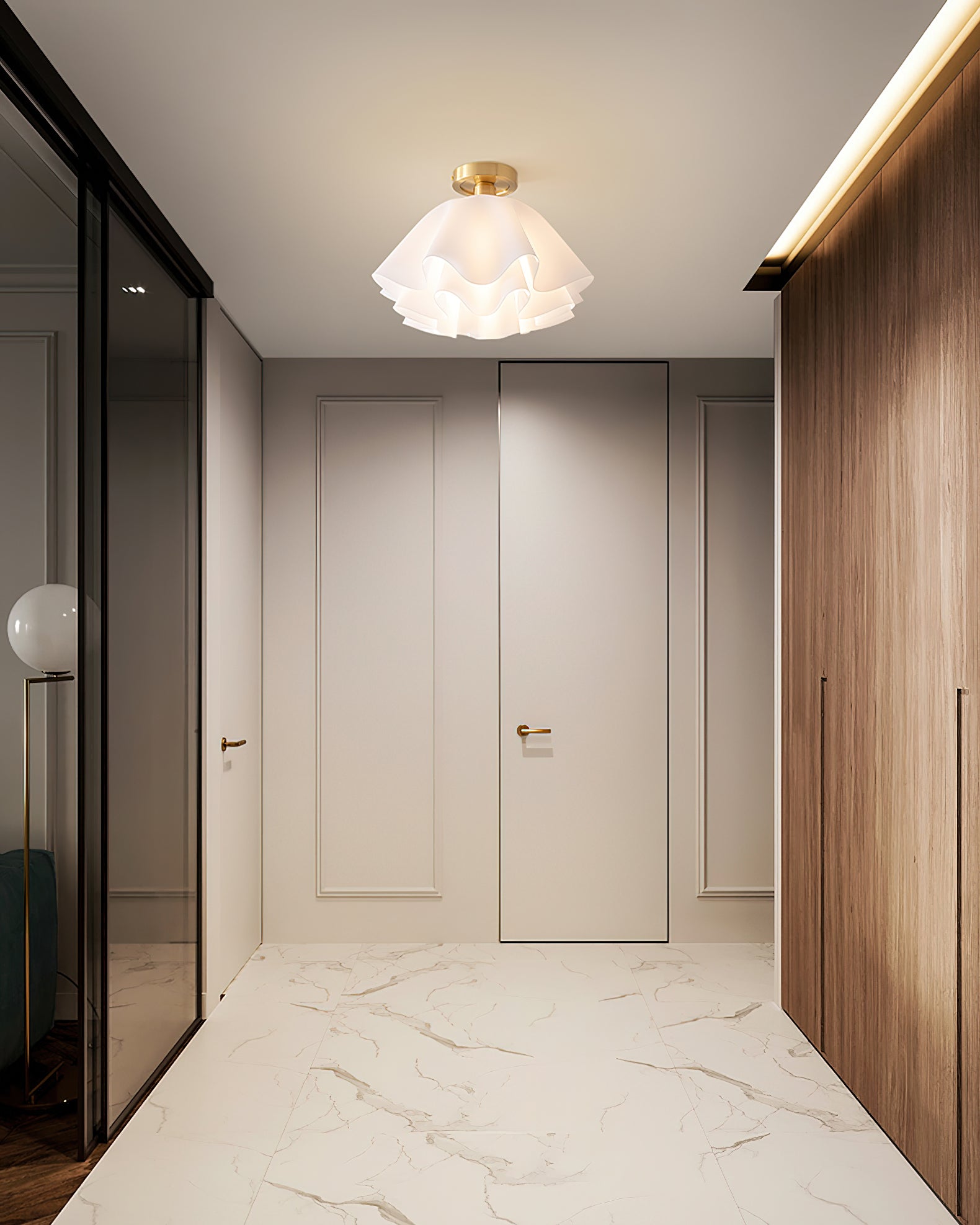Gailon Contemporary Pleated Drum Ceiling Light Fixture