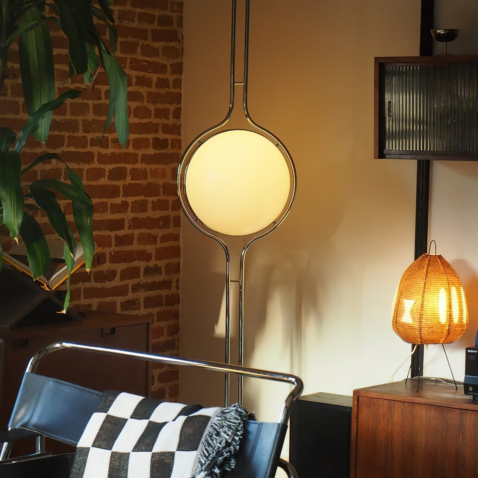 Garrault-Delord Dual Position Lamp, Ceiling Or Floor Stand, Contemporary Frame