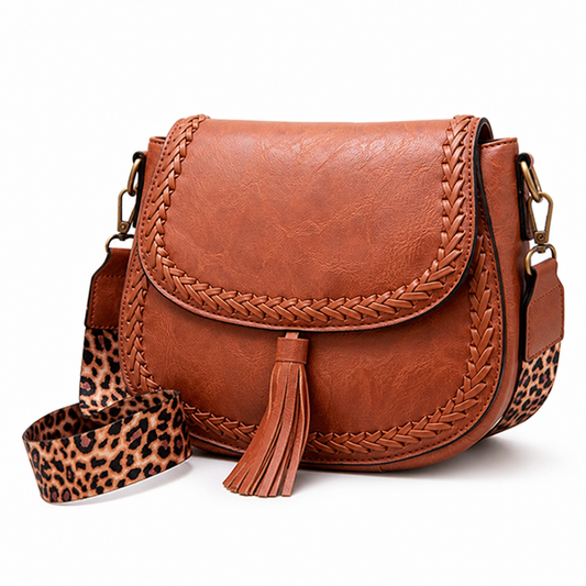 Vegan Leather Tassel Saddle Bag (Adjustable Strap) | ribuella