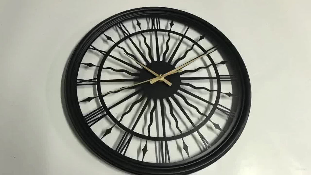 Horloge murale analogique ronde et silencieuse en fer forgé 3D | ribuella