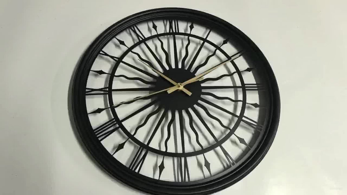 Horloge murale analogique ronde et silencieuse en fer forgé 3D | ribuella