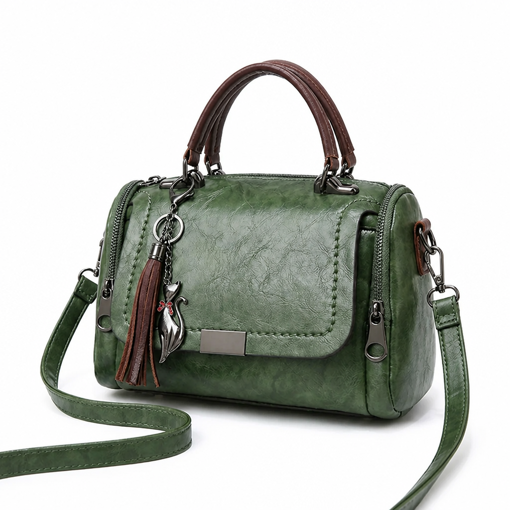 Tassel-Trim Faux Leather Convertible Shoulder Bag | ribuella