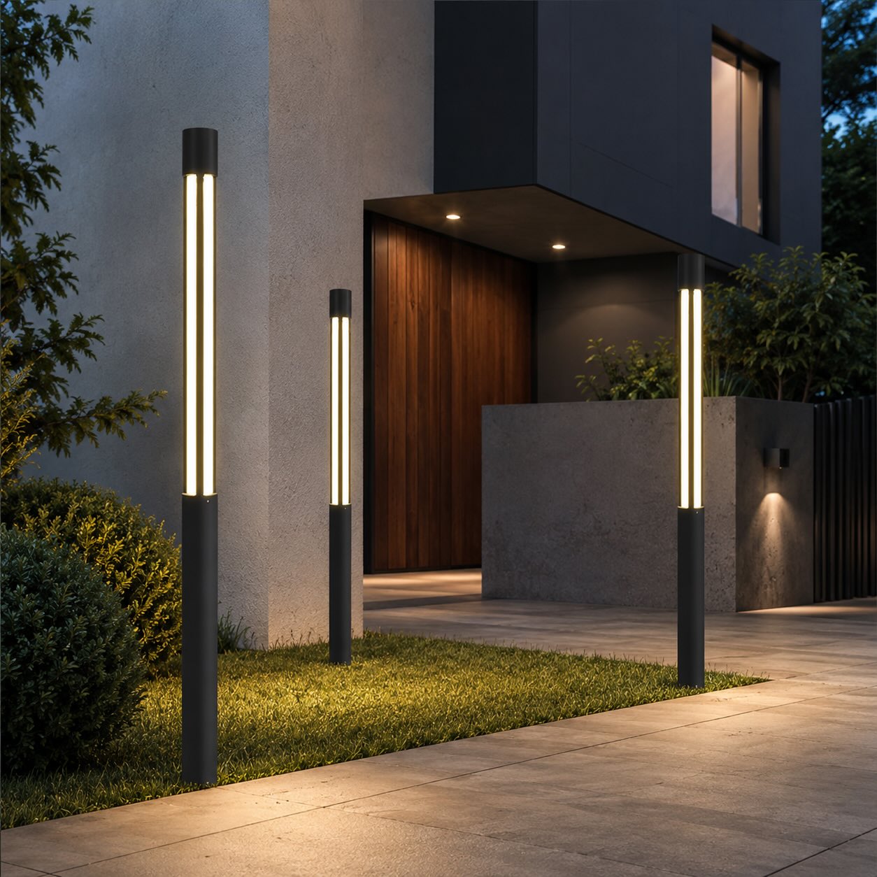 Moderne zylindrische Pollerleuchte für den Außenbereich, wasserdichte Aluminium-LED-Leuchte, 3000K, für die Wegbeleuchtung | ribuella