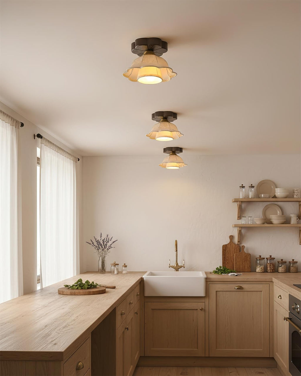 Garcia Flower Ceiling Light, Scalloped Floral Design, Soft Ambient Glow