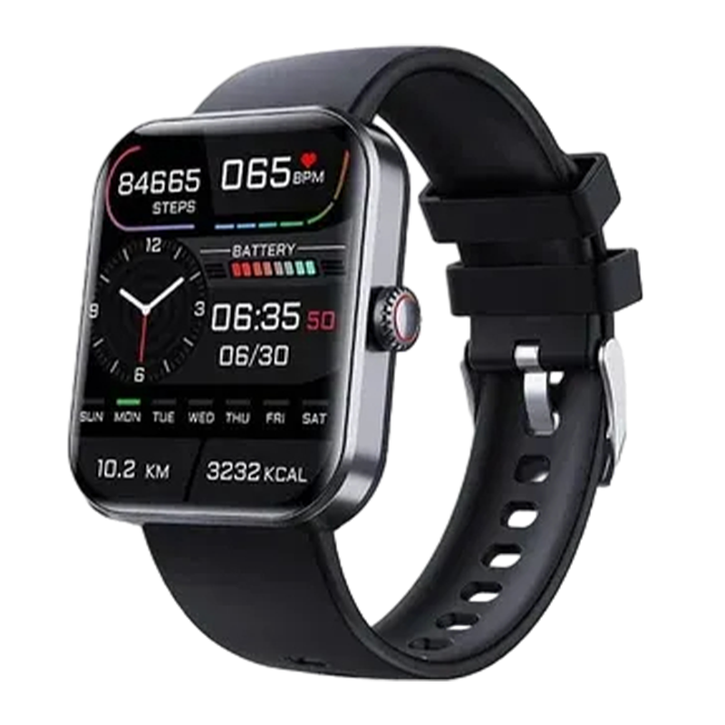 Waterproof Silicone Smartwatch, Rectangular Touchscreen, Heart Rate Fitness Monitor