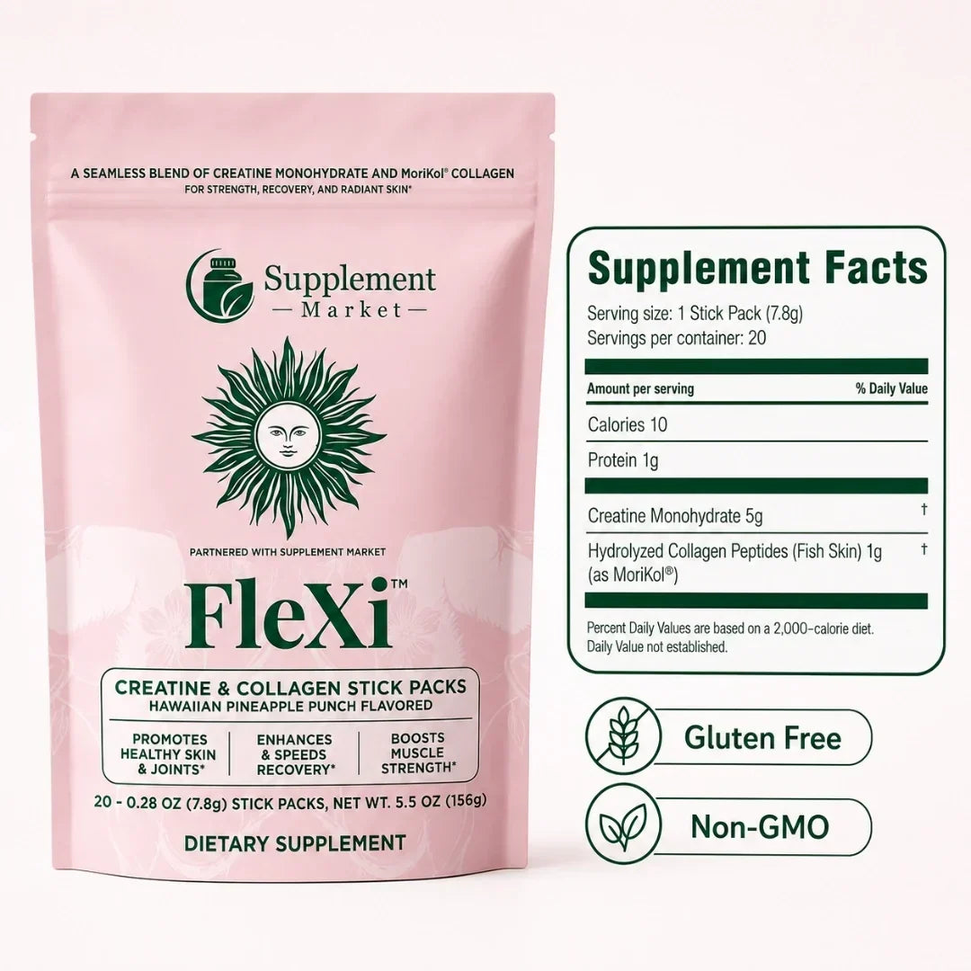 FleXi kreatin- och kollagensticks för styrka, återhämtning och lyster