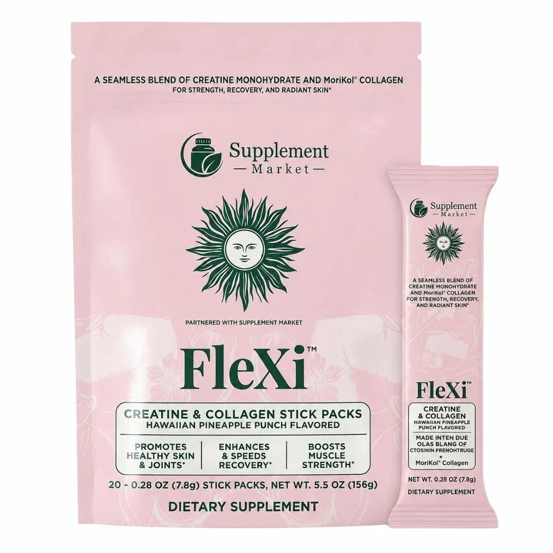 FleXi kreatin- och kollagensticks för styrka, återhämtning och lyster