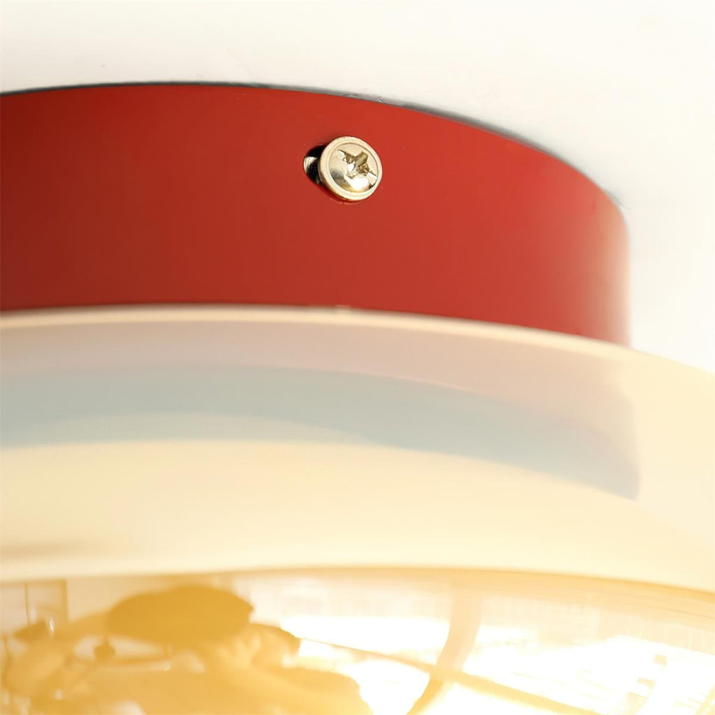 Plafoniera vintage a filo soffitto - Paralume in vetro ambrato, LED integrato