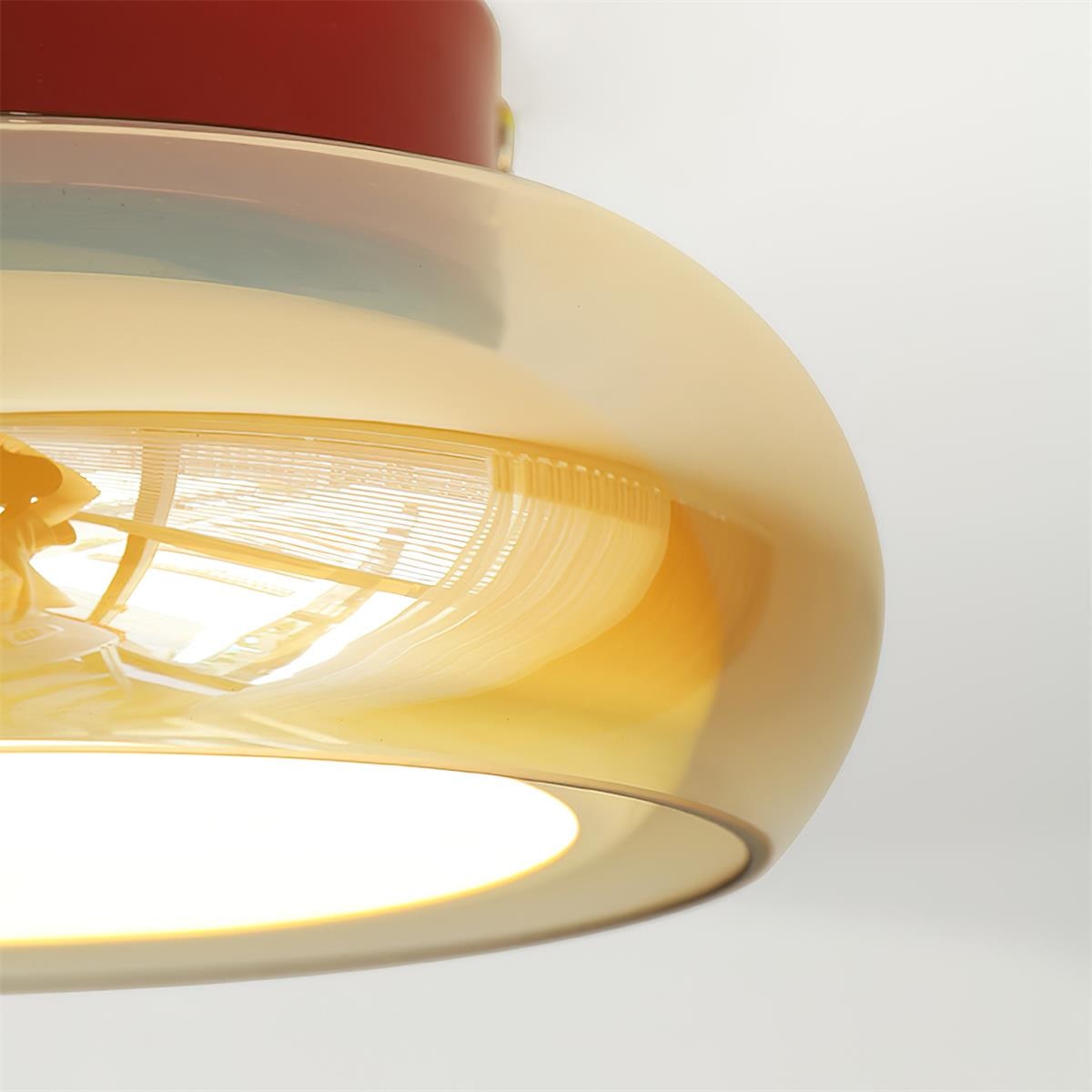 Plafoniera vintage a filo soffitto - Paralume in vetro ambrato, LED integrato