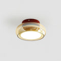 Plafoniera vintage a filo soffitto - Paralume in vetro ambrato, LED integrato