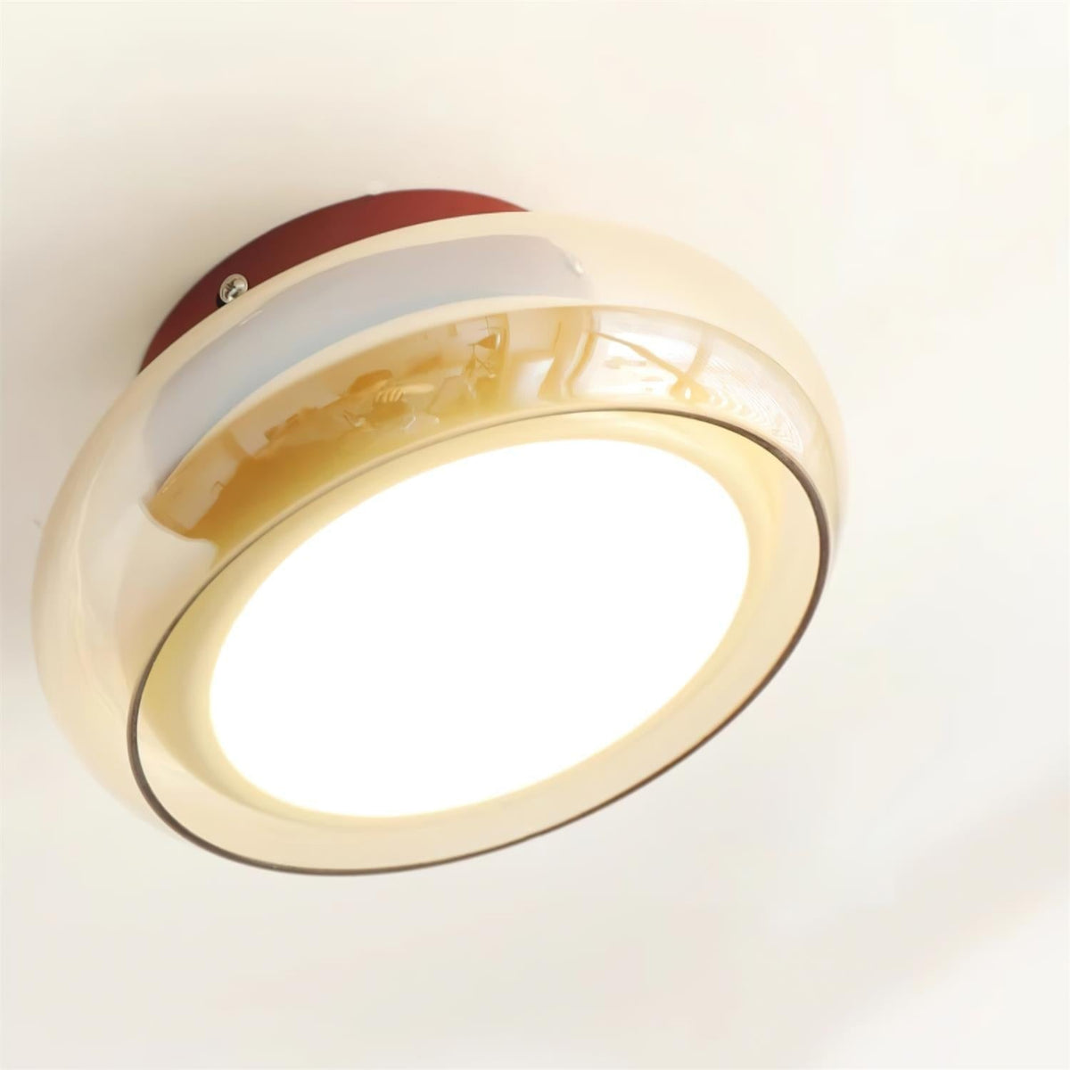 Plafoniera vintage a filo soffitto - Paralume in vetro ambrato, LED integrato