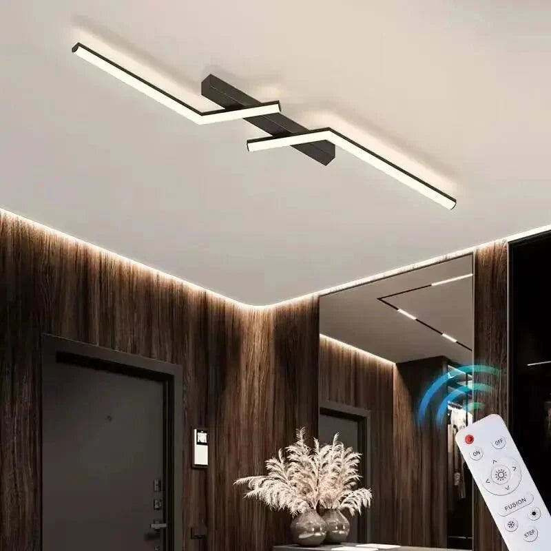 Linear LED Ceiling Light, Flush Mount, Dimmable Remote Control