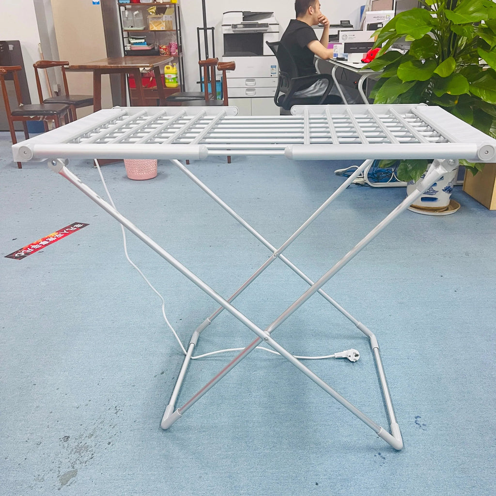 Secador de ropa con calefacción — Tendedero eléctrico plegable, barras de bajo consumo, secado rápido