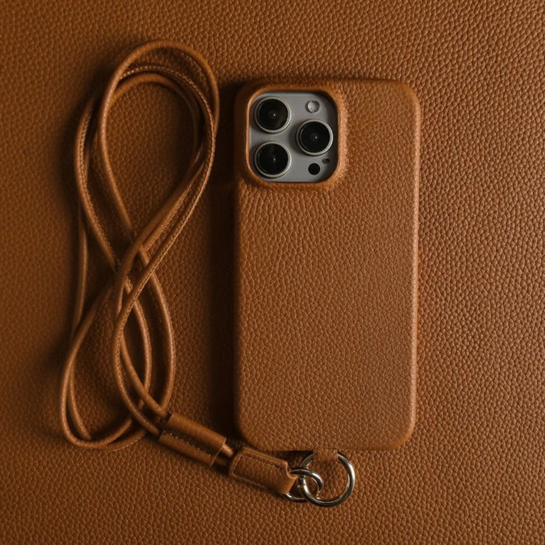 Genuine Leather Crossbody Phone Case With Hands Free Design