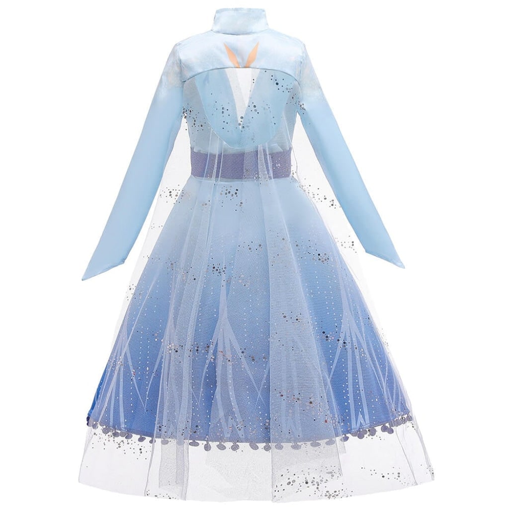 女の子用ハロウィン氷のプリンセスコスチュームドレス、きらめくケープ＆スパークリングワンド