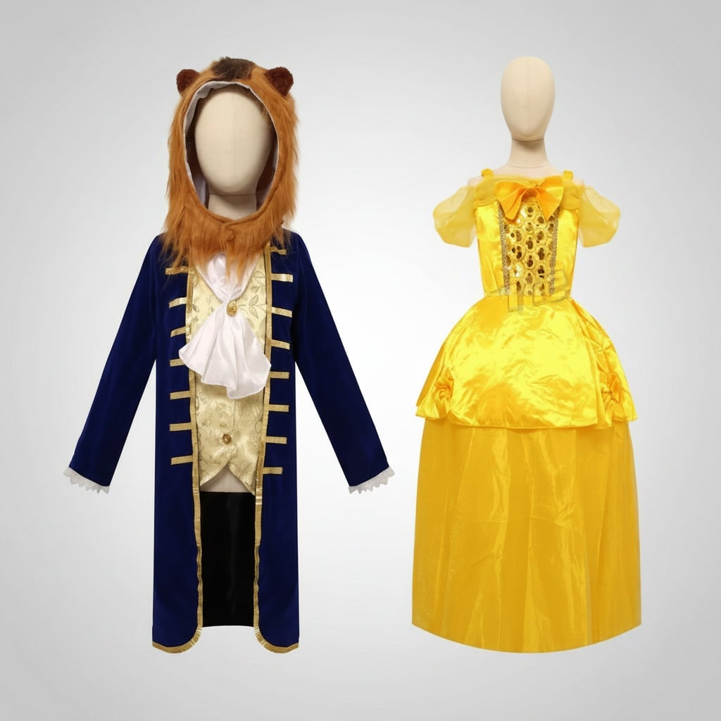 女の子用ハロウィンプリンセスコスチュームドレス ゴールドスパンコールのボディスと星の杖付き