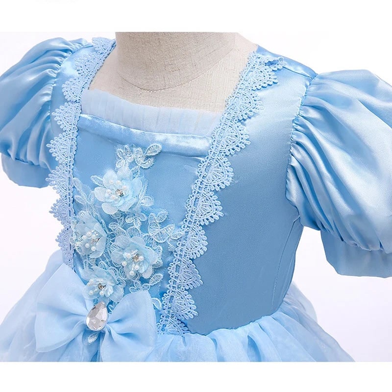 Girls Princess Dress Puff Sleeves And Layered Tulle Skirt