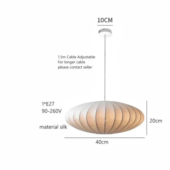 Nowoczesna wisząca lampa bębnowa w stylu mid-century, pozłacana - jedwabny klosz w kształcie spodka