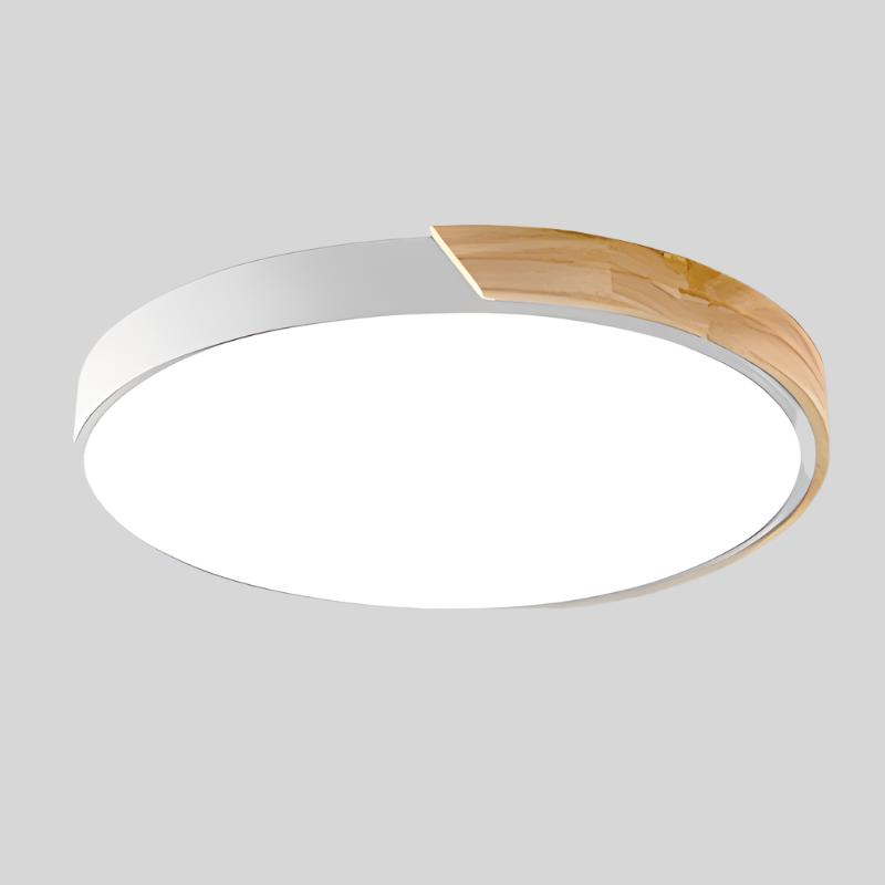 Luz de teto redonda fina, silhueta moderna e minimalista e brilho ambiente suave e quente