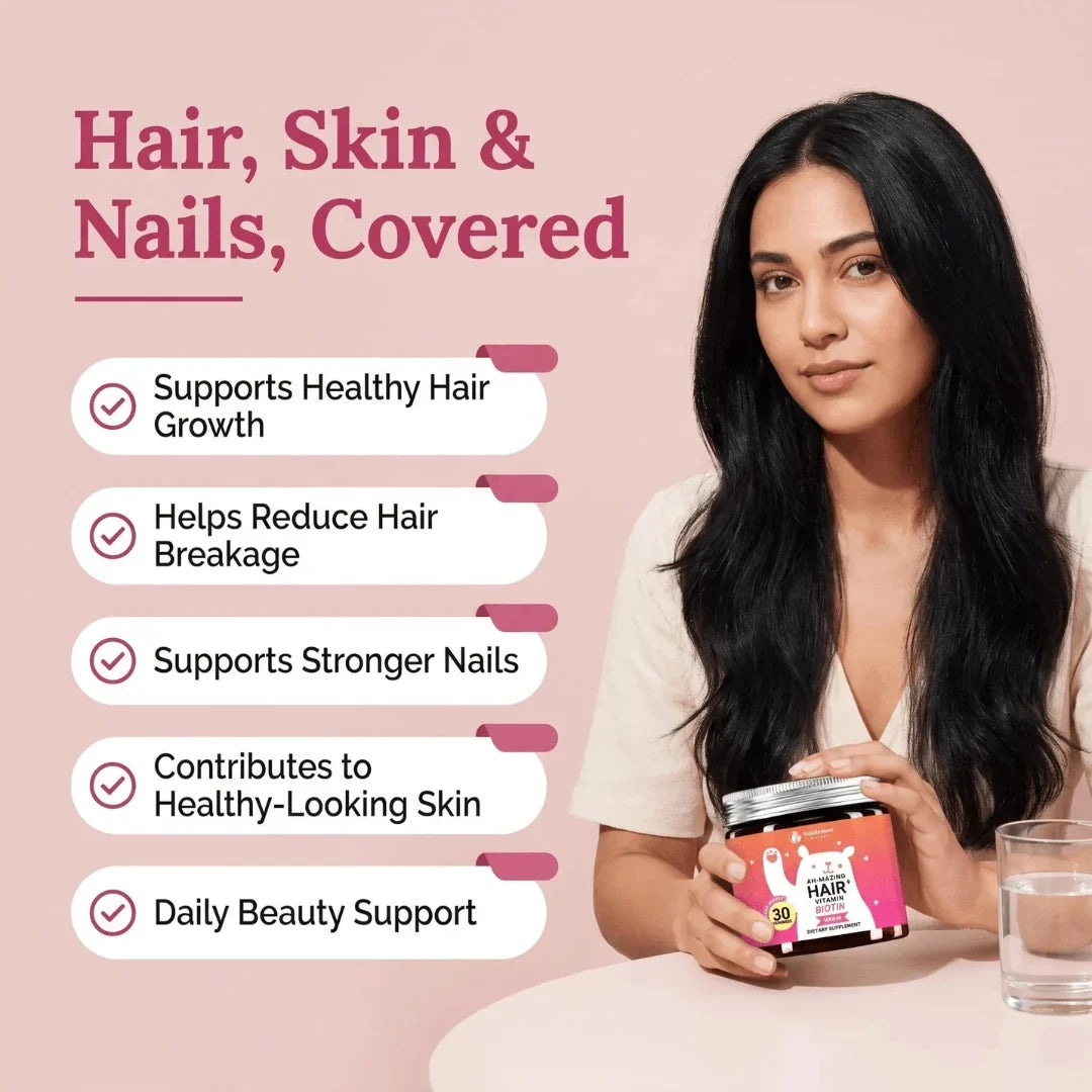 5000mcg Biotin Gummies for Thicker Hair and Stronger Nails