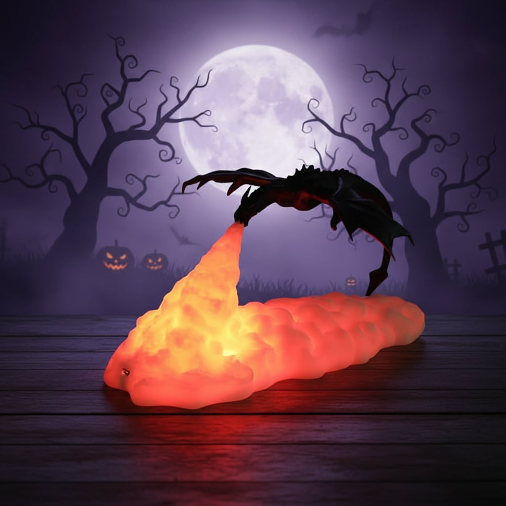 3D Printed Dragon Night Light USB Rechargeable Warm LED Fire Glow