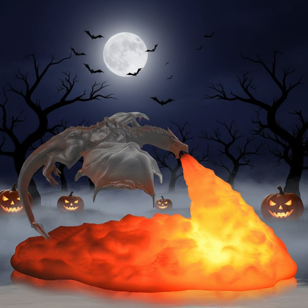 3D Printed Dragon Night Light USB Rechargeable Warm LED Fire Glow