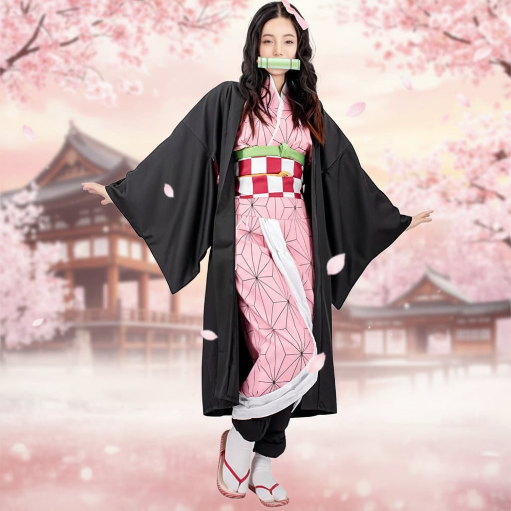 Anime-kosztüm cosplayjelmez-készlet haori dzsekivel, gombos inggel és lábszártekerőkkel