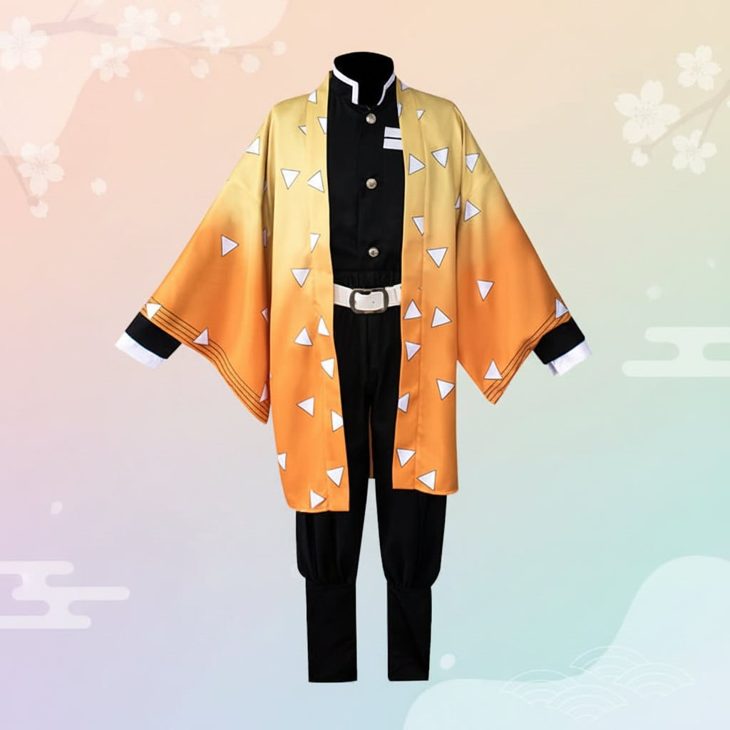 Anime-kosztüm cosplayjelmez-készlet haori dzsekivel, gombos inggel és lábszártekerőkkel