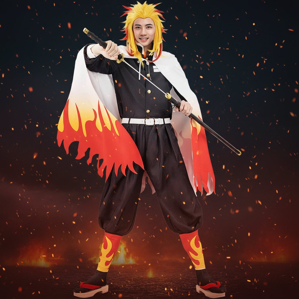 Anime-kosztüm cosplayjelmez-készlet haori dzsekivel, gombos inggel és lábszártekerőkkel