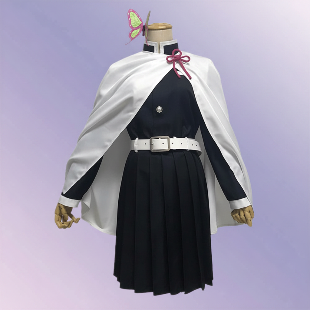 Anime-kosztüm cosplayjelmez-készlet haori dzsekivel, gombos inggel és lábszártekerőkkel