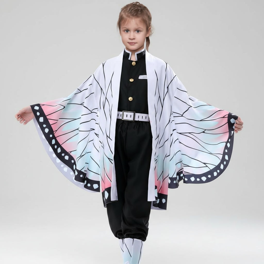 Kurtka haori z otwartym przodem, wzór inspirowany japońskim anime, geometryczny nadruk w szachownicę