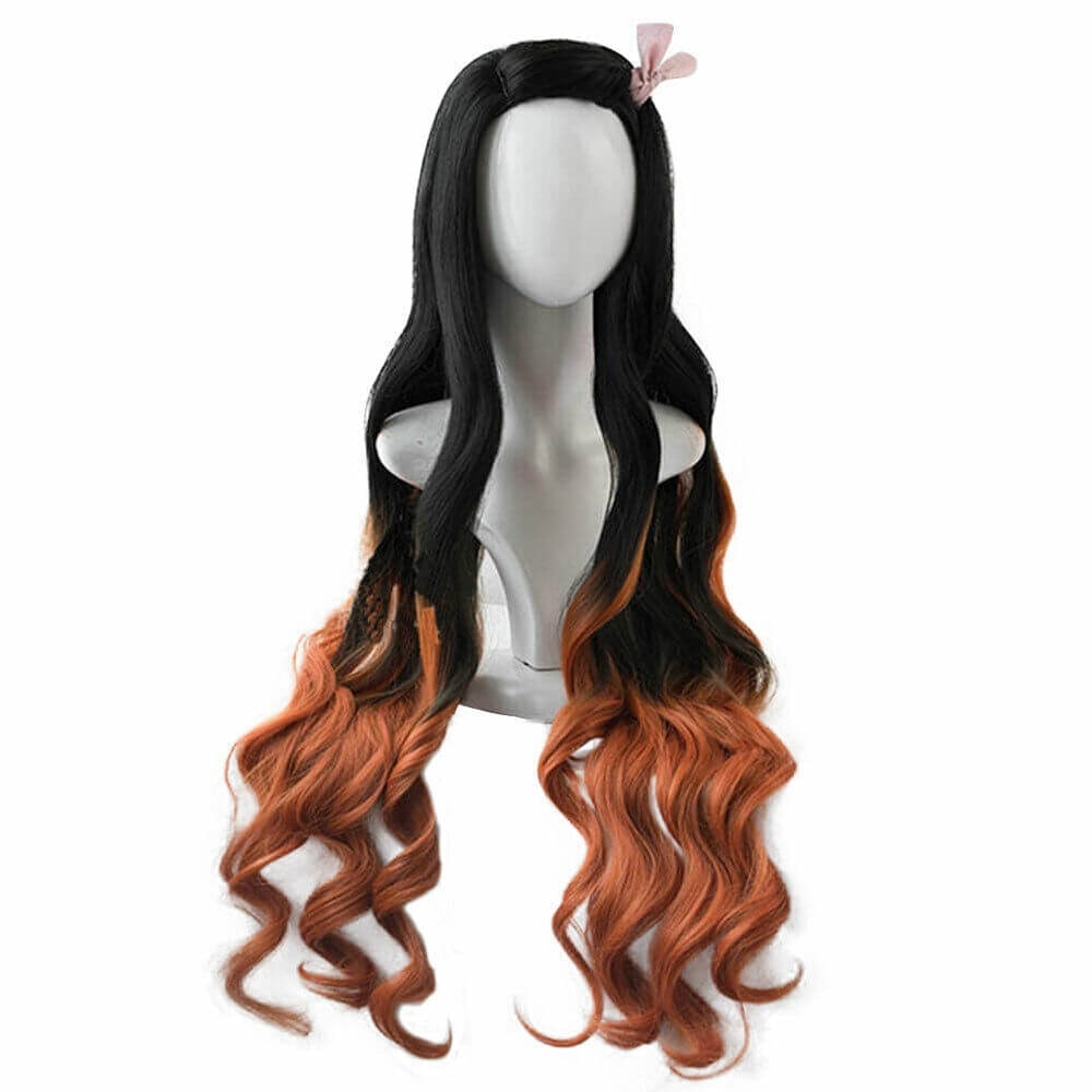 Parrucca lunga e ondulata pre-acconciata per cosplay anime, design a taglio scalato