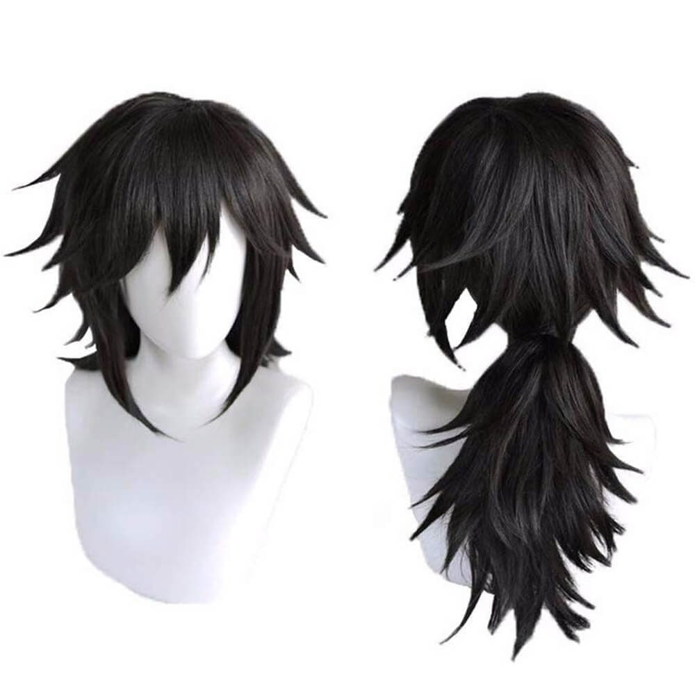 Parrucca lunga e ondulata pre-acconciata per cosplay anime, design a taglio scalato